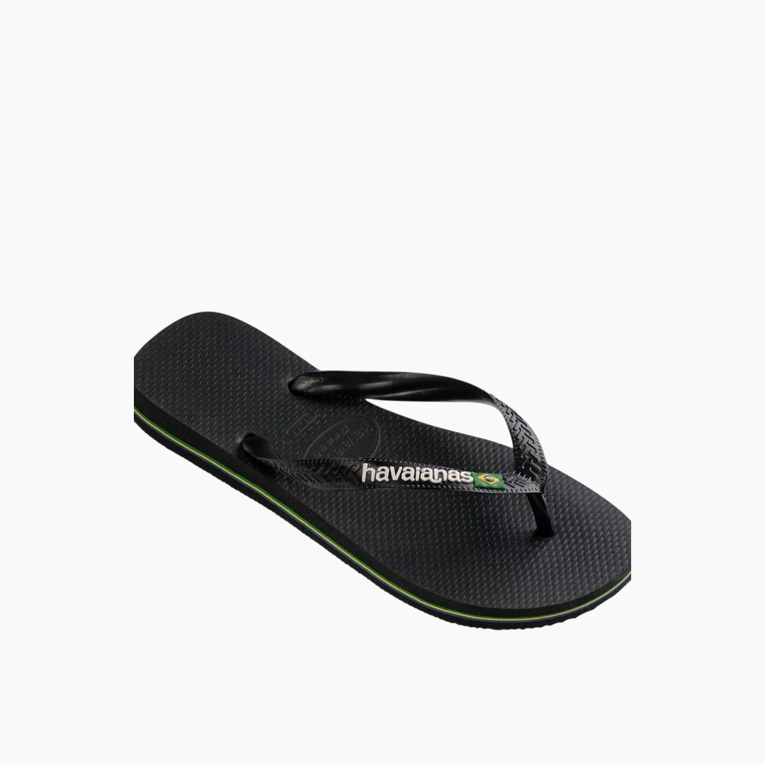 Havaianas Brasil Logo Flip Flops - Black/Black