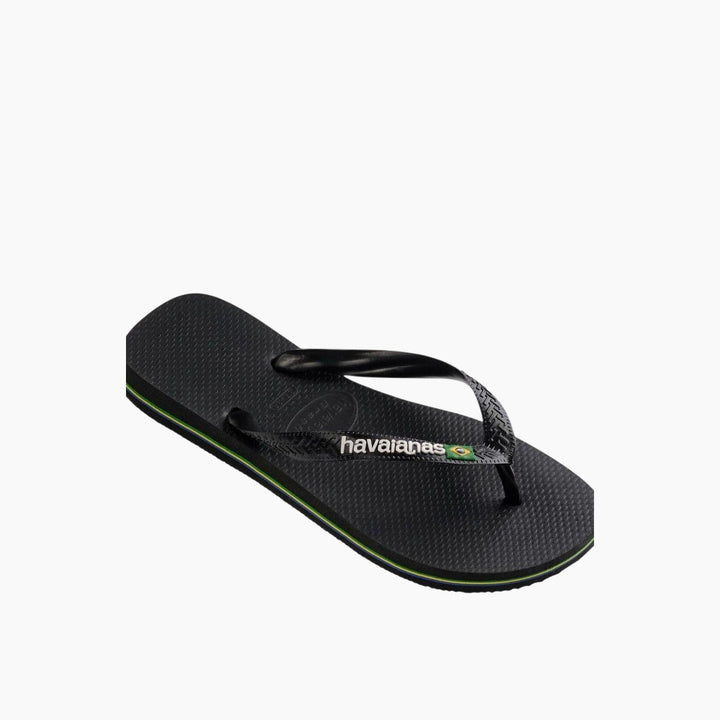 Havaianas Brasil Logo Flip Flops - Black/Black