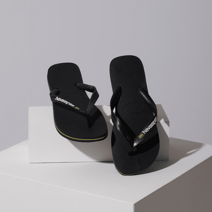 Havaianas Brasil Logo Flip Flops - Black