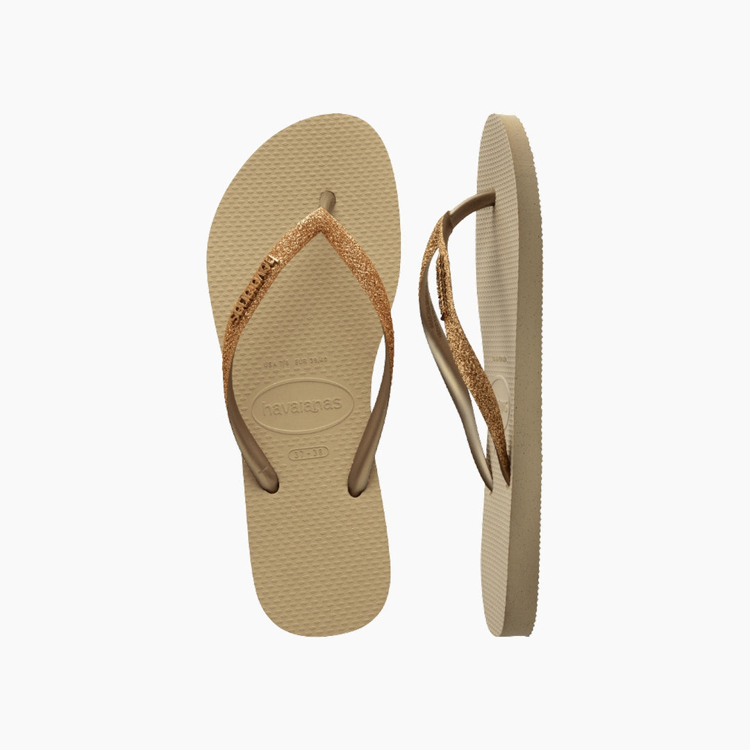 Havaianas Glitter Flip Flops - Golden