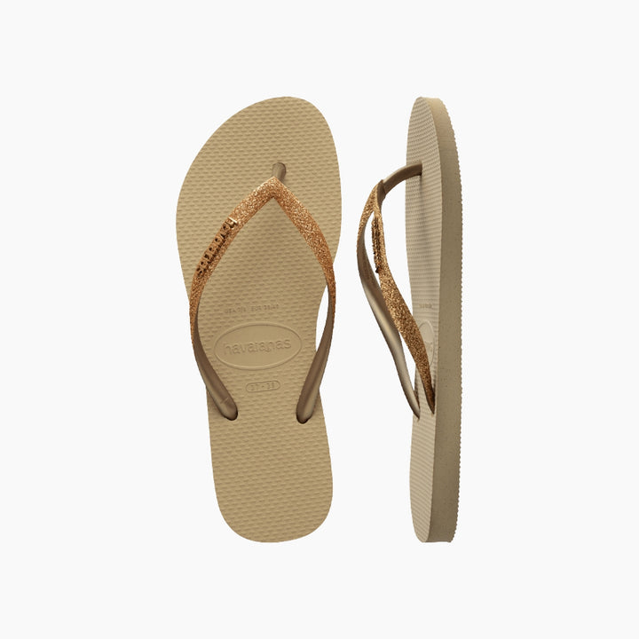 Havaianas Glitter Flip Flops - Golden