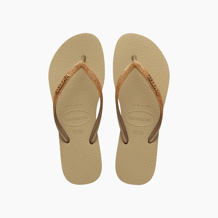 Havaianas Glitter Flip Flops - Golden
