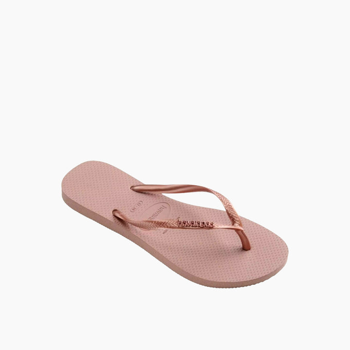 Havaianas Logo Metallic Flip Flops - Rose