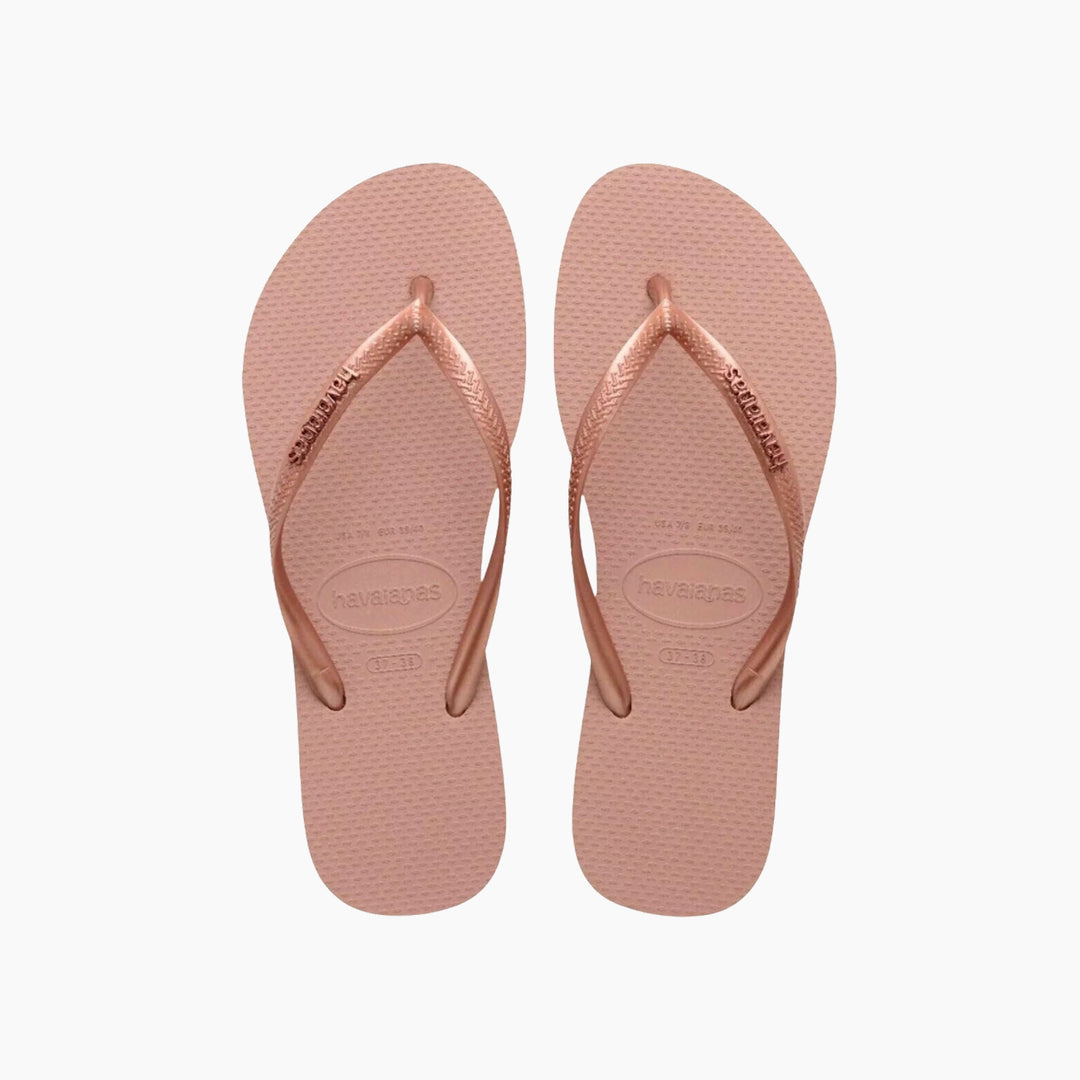Havaianas Logo Metallic Flip Flops - Rose