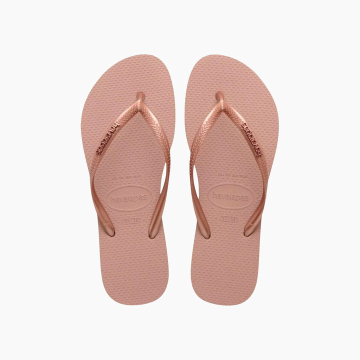 Havaianas Logo Metallic Flip Flops - Rose
