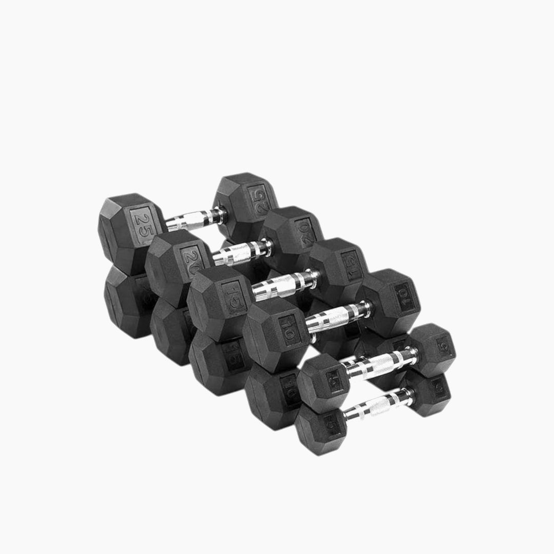 Hexagonal dumbbell with knurled chrome handle, 2 kg