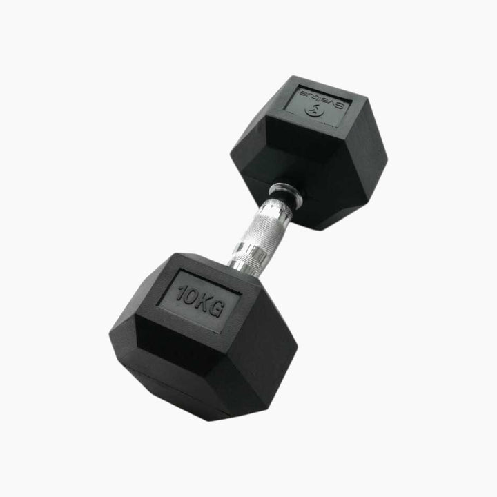 Hexagonal dumbbell, 1 kg, with knurled chrome handle