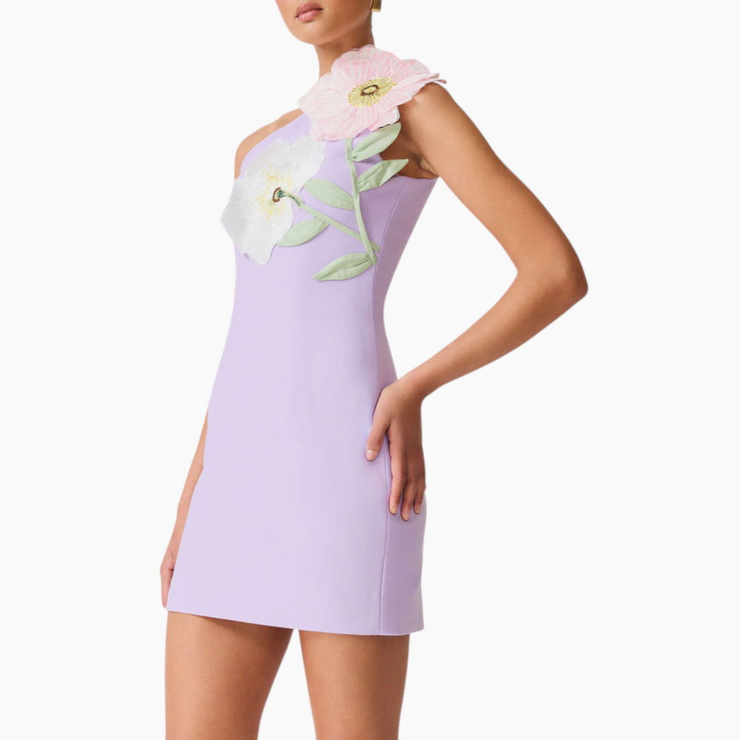 Elliatt Hope One Shoulder Mini Dress in Purple