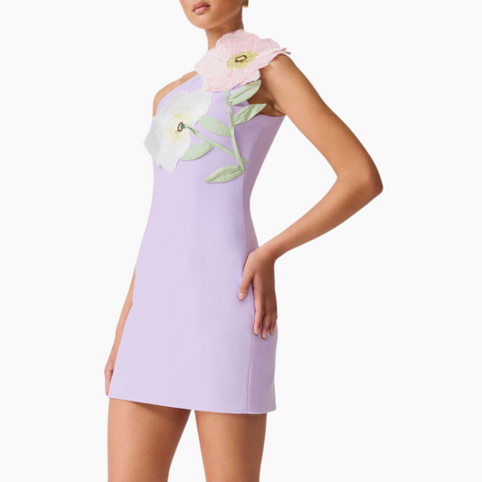 Elliatt Hope One Shoulder Mini Dress in Purple
