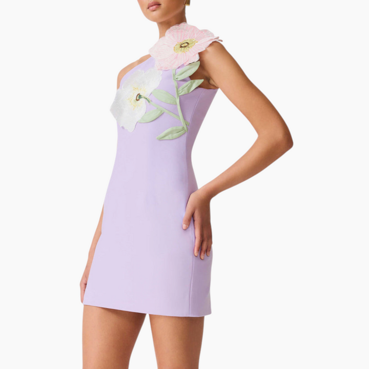 Elliatt Hope One Shoulder Mini Dress in Purple