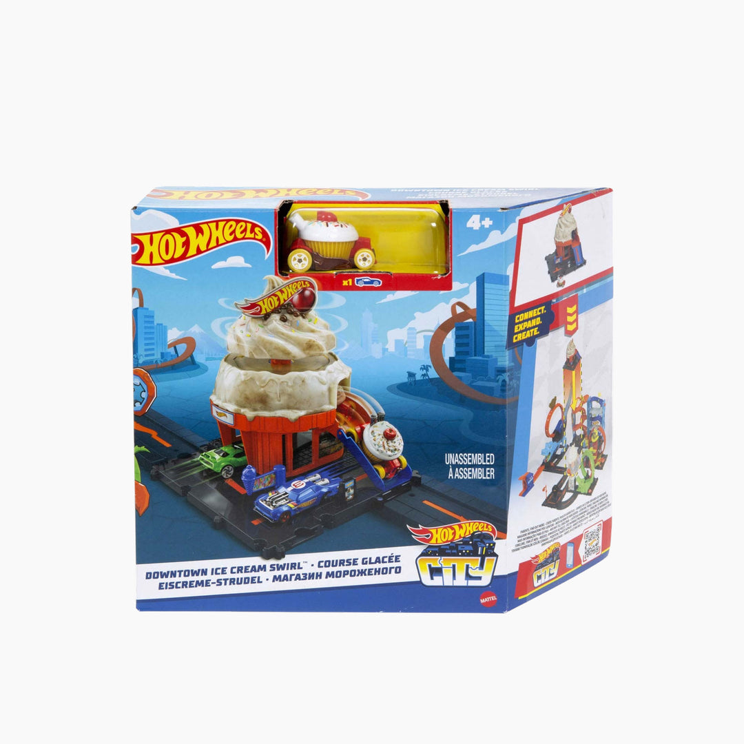 Hot Wheels City Downtown Ice Cream Swirl Track Set