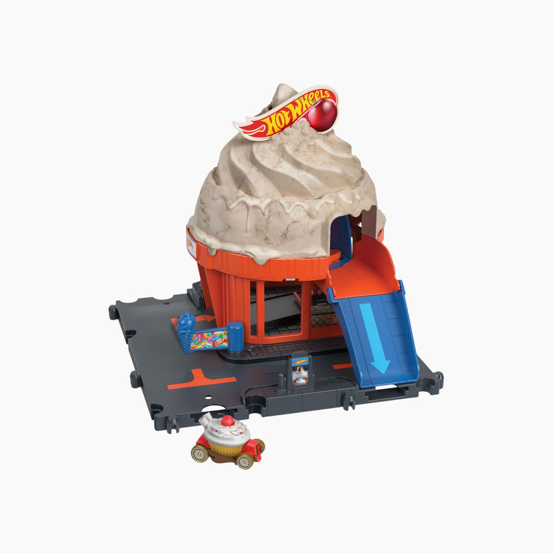 Hot Wheels City Downtown Ice Cream Swirl Track Set