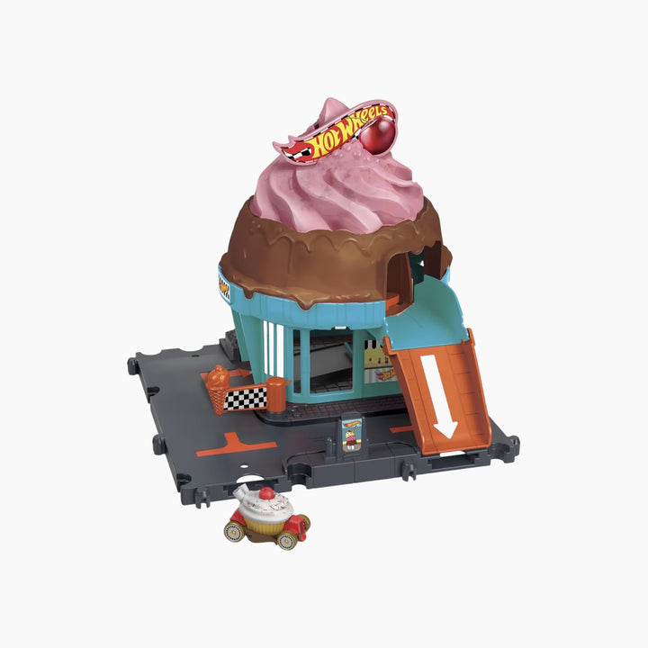 Hot Wheels City Downtown Ice Cream Swirl Track Set