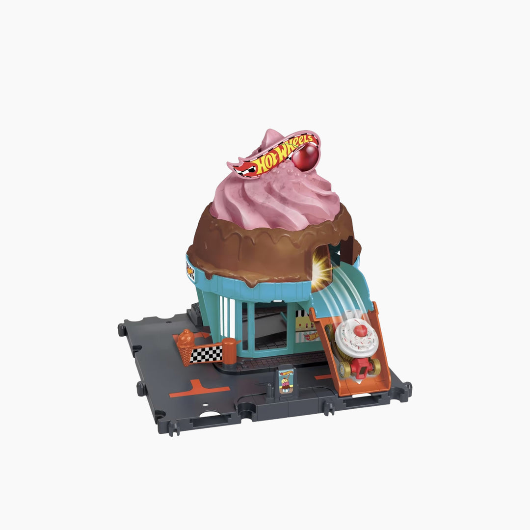 Hot Wheels City Downtown Ice Cream Swirl Track Set