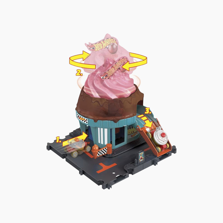 Hot Wheels City Downtown Ice Cream Swirl Track Set