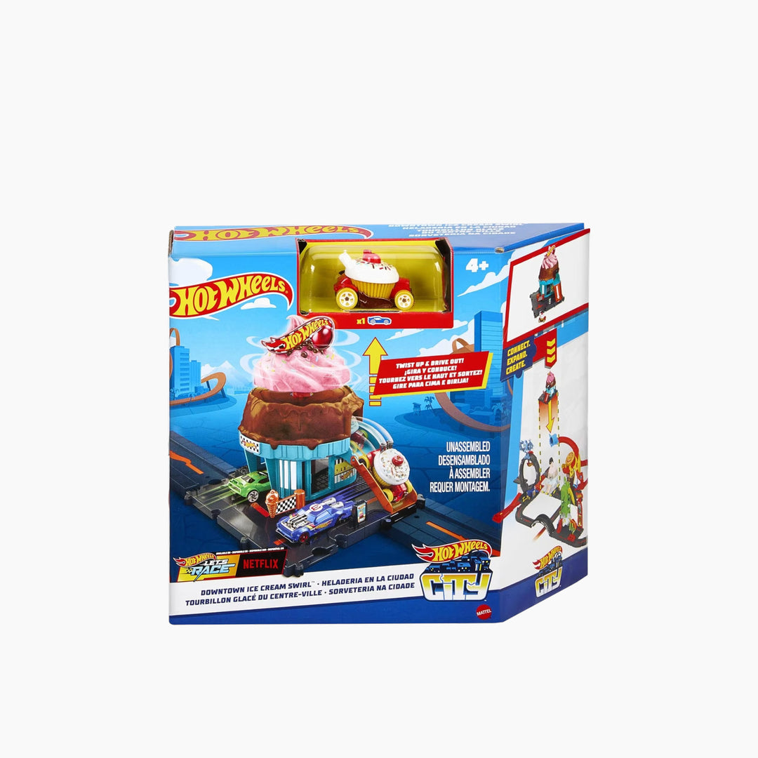 Hot Wheels City Downtown Ice Cream Swirl Track Set