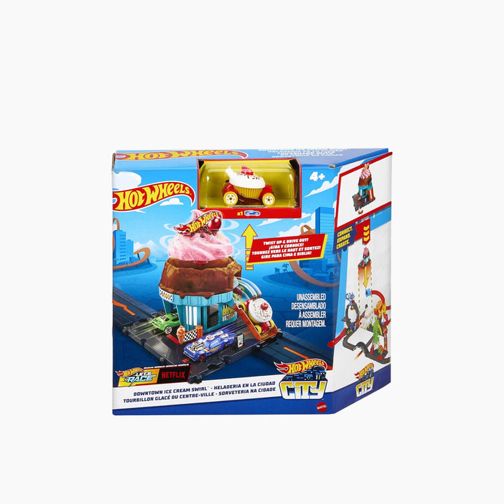 Hot Wheels City Downtown Ice Cream Swirl Track Set