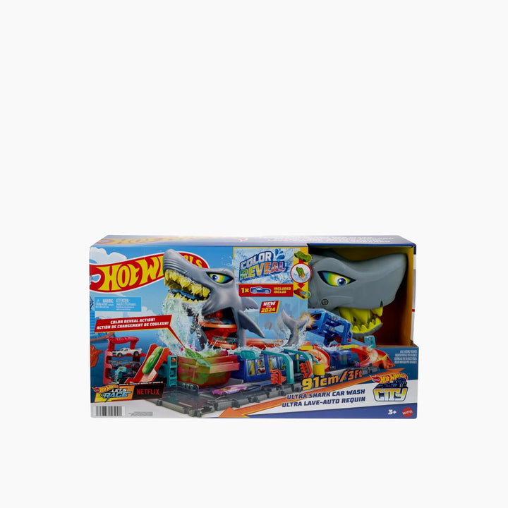 Hot Wheels City Ultra Shark Car Wash With Color Reveal Toy Car In 1:64 Scale