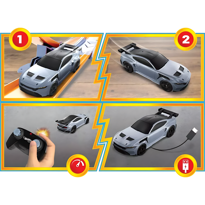 Hot Wheels Ford Mustang Gtd Battery-Powered Remote Control Toy Car 1:64 Scale