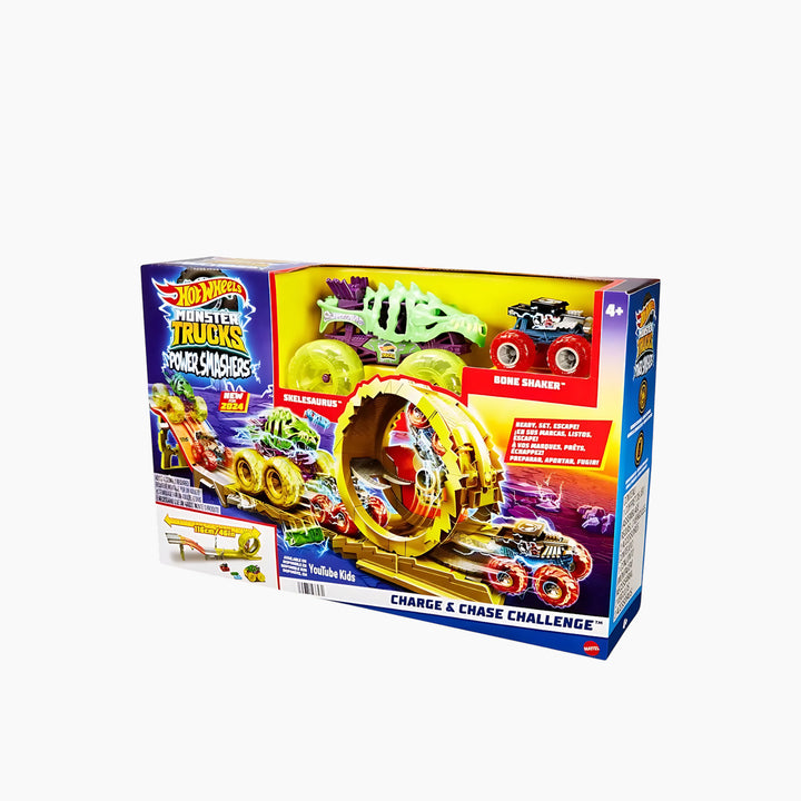 Hot Wheels Monster Trucks Power Smashers Charge &amp; Chase Challenge Track Set