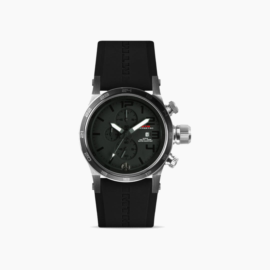 MTM Watches Hypertec Chrono 3 Silver- Black and Black - 44MM