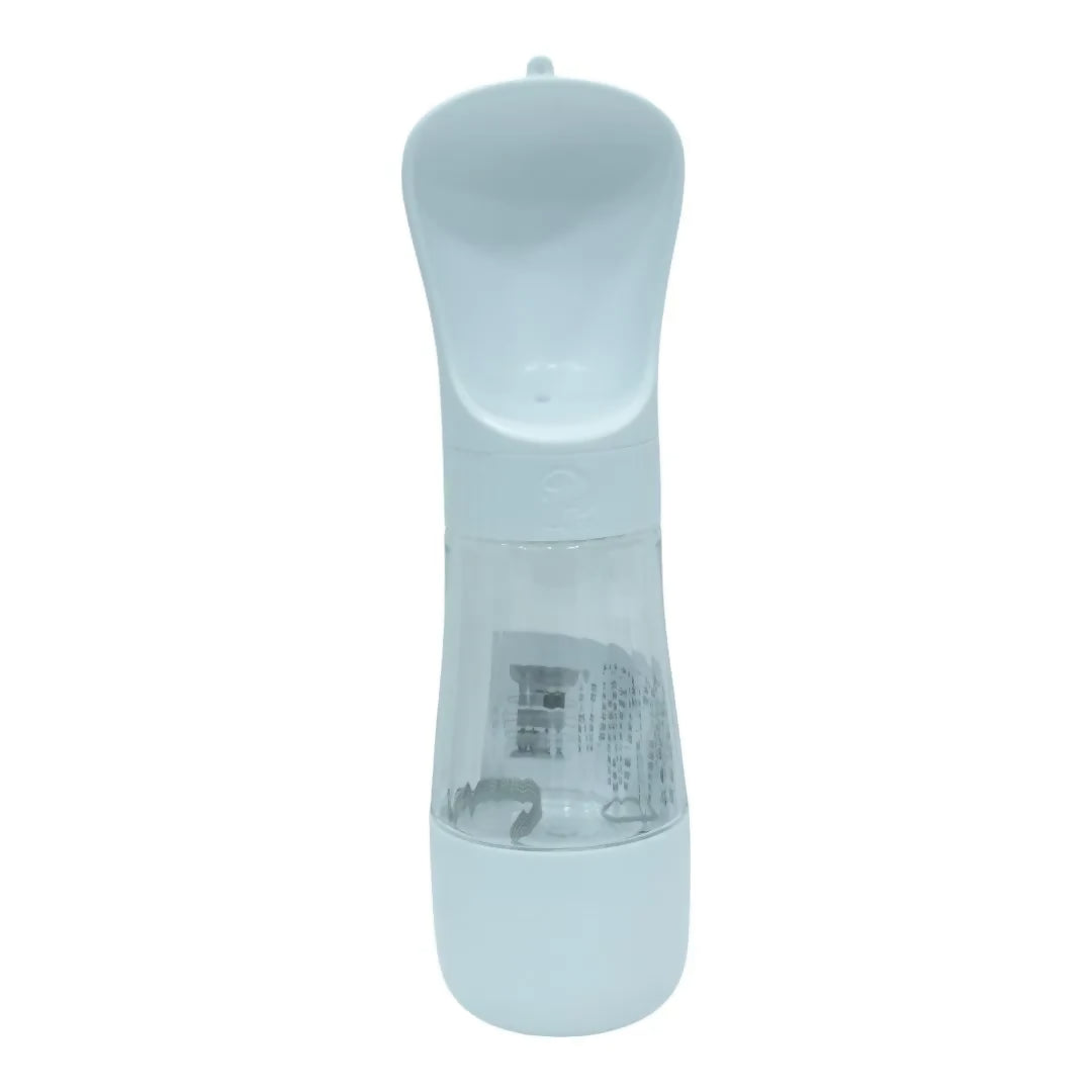 White Portable Pet Water Bottle with Scoop Cap