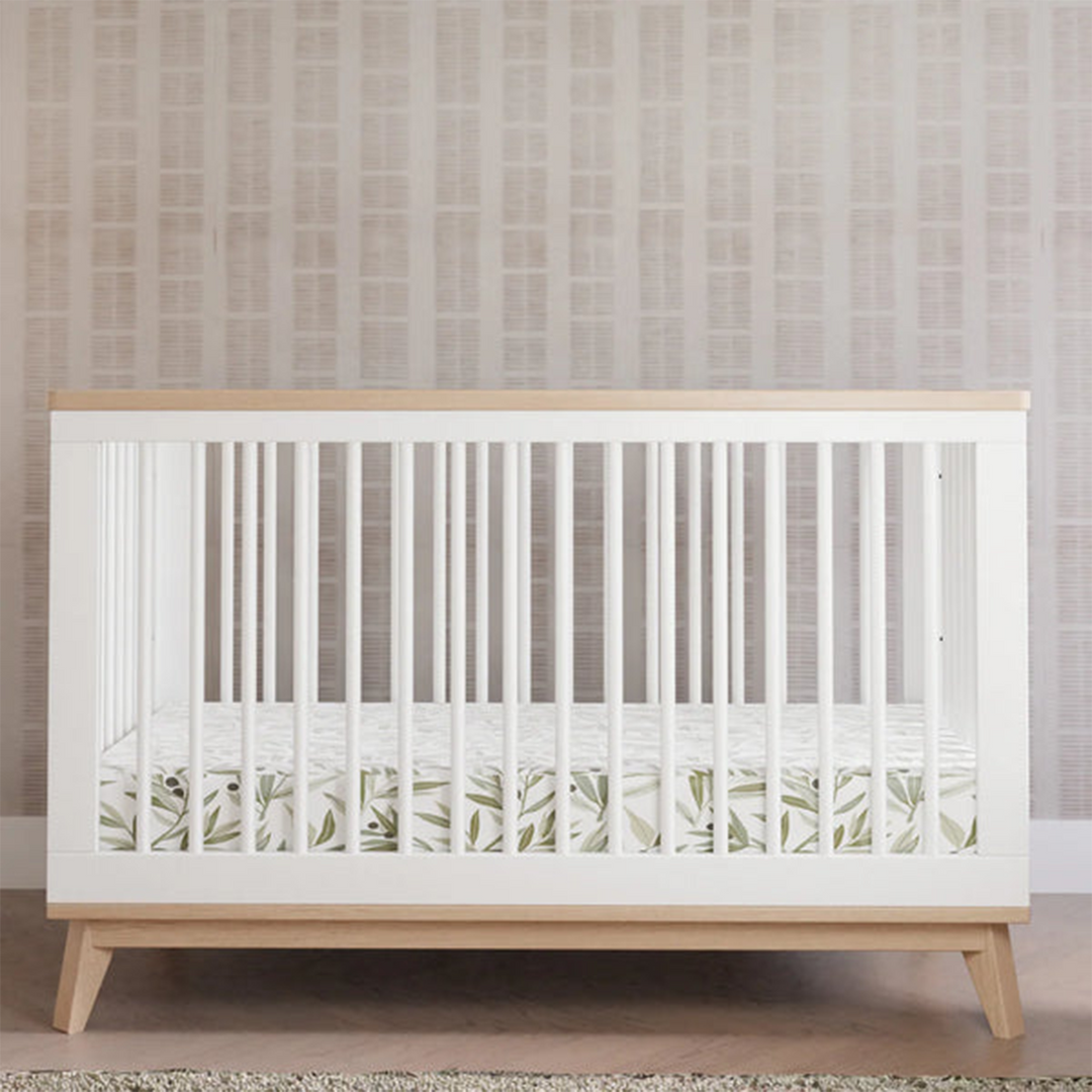 Babyletto Scoot 3-in-1 Convertible Crib - White/Washed Natural - HUNA