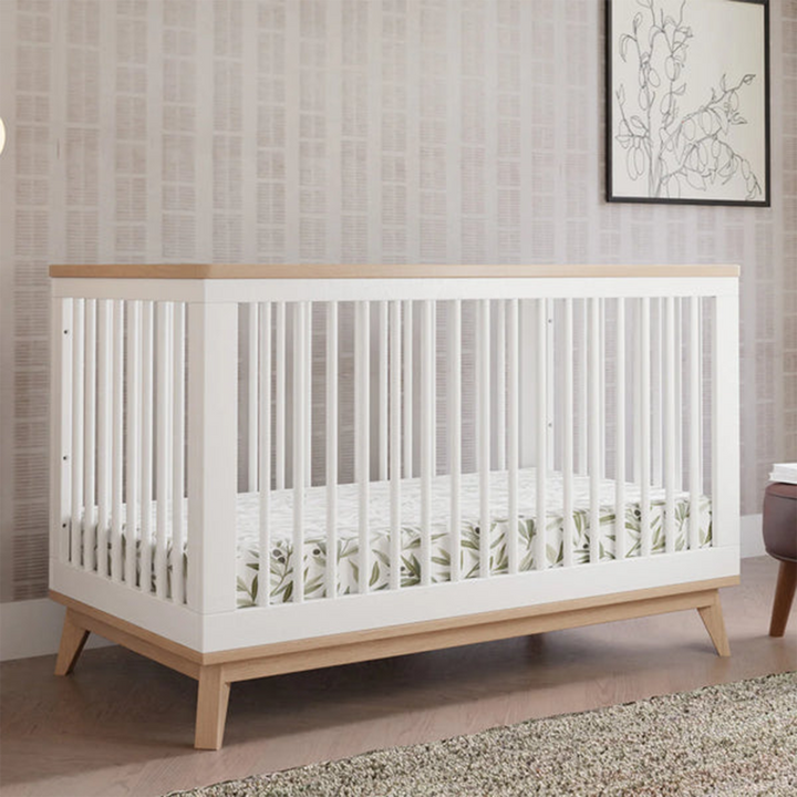 Babyletto Scoot 3-in-1 Convertible Crib - White/Washed Natural - HUNA