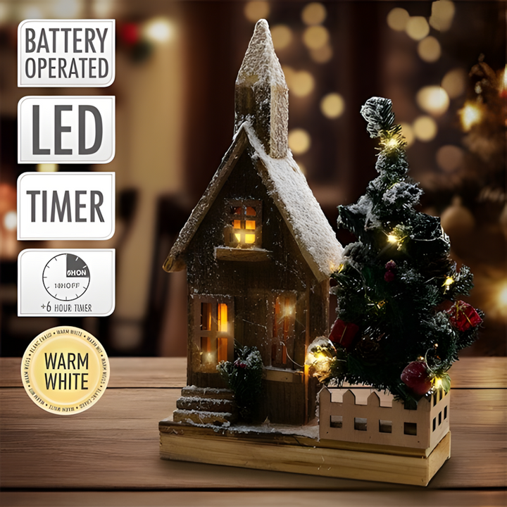 Kaemingk House With Christmas Tree And Led (F1)