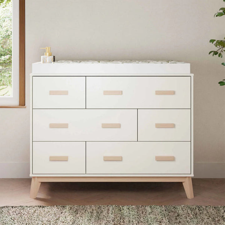 Babyletto Scoot 6-drawer dresser in white and washed natural finish