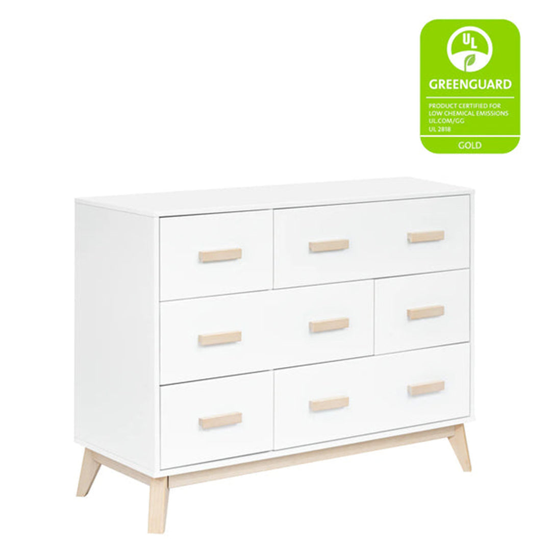 Babyletto Scoot 6-drawer dresser in white and washed natural finish