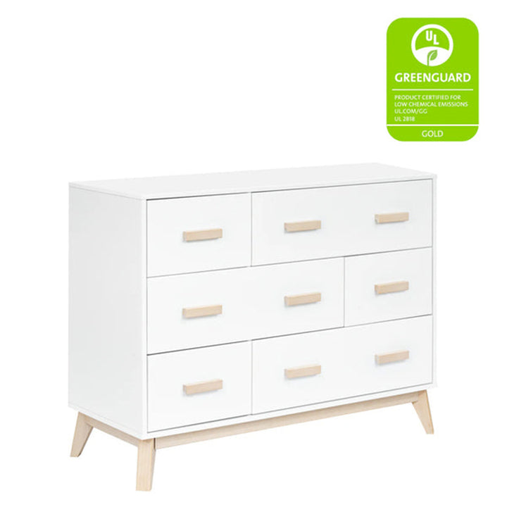 Babyletto Scoot 6-drawer dresser in white and washed natural finish
