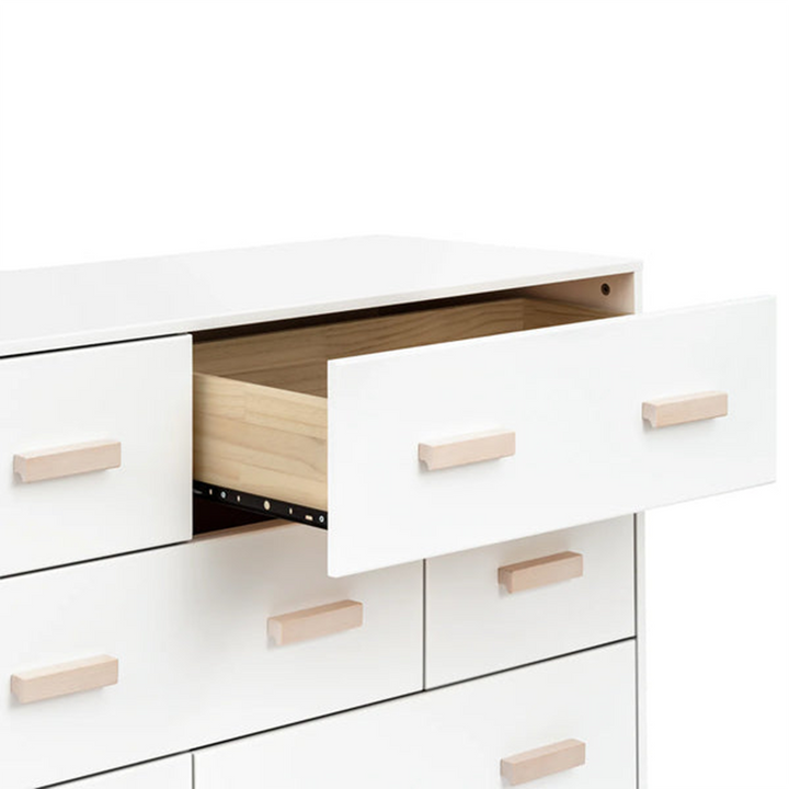 Babyletto Scoot 6-drawer dresser in white and washed natural finish