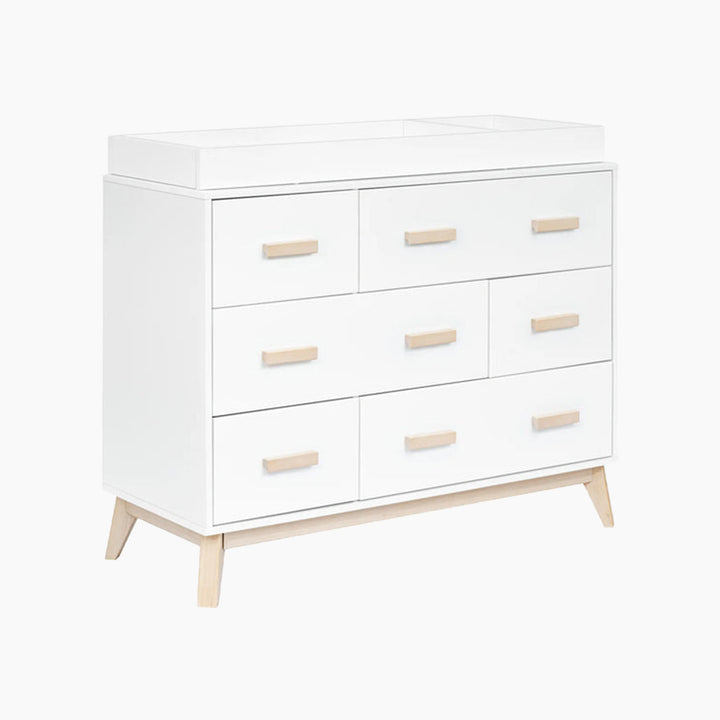 Babyletto Scoot 6-drawer dresser in white and washed natural finish