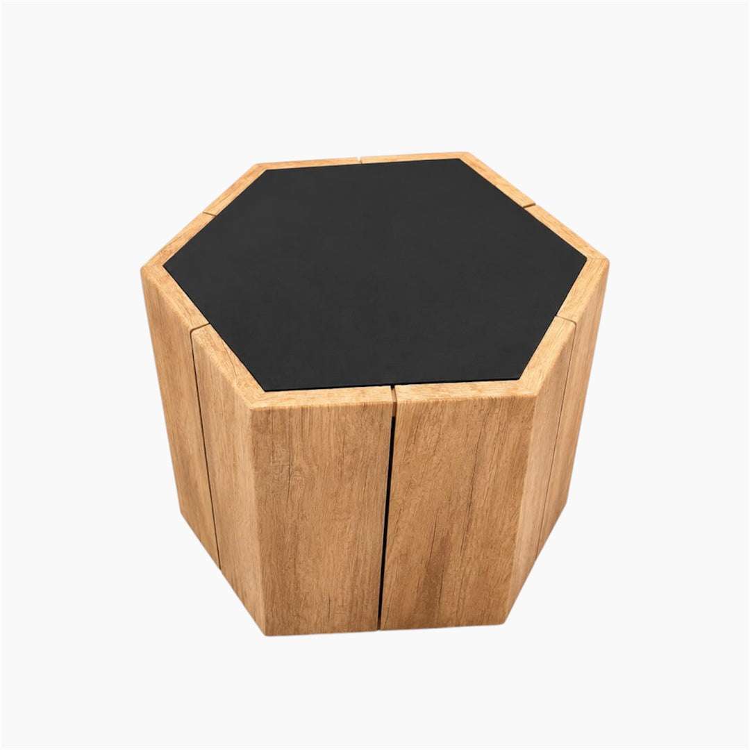 Aluminum Side Table with Wood-Look Edge