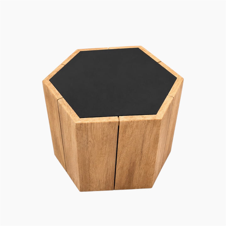 Aluminum Side Table with Wood-Look Edge