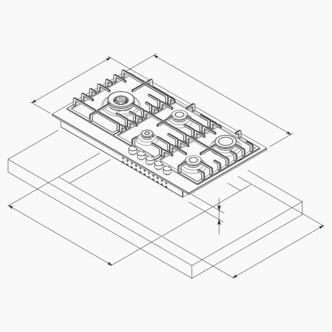 MONDIN Inox Gas hob 90cm