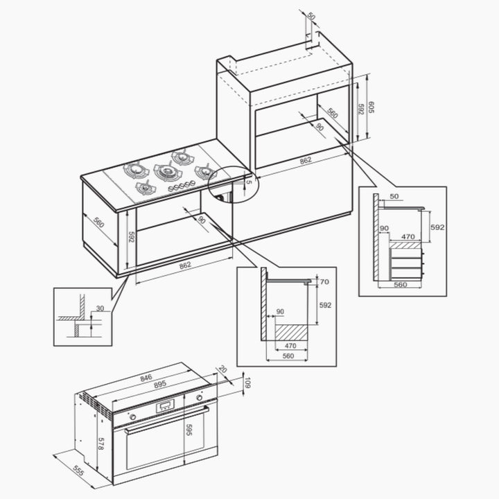 MONDIN Inox Oven 90cm