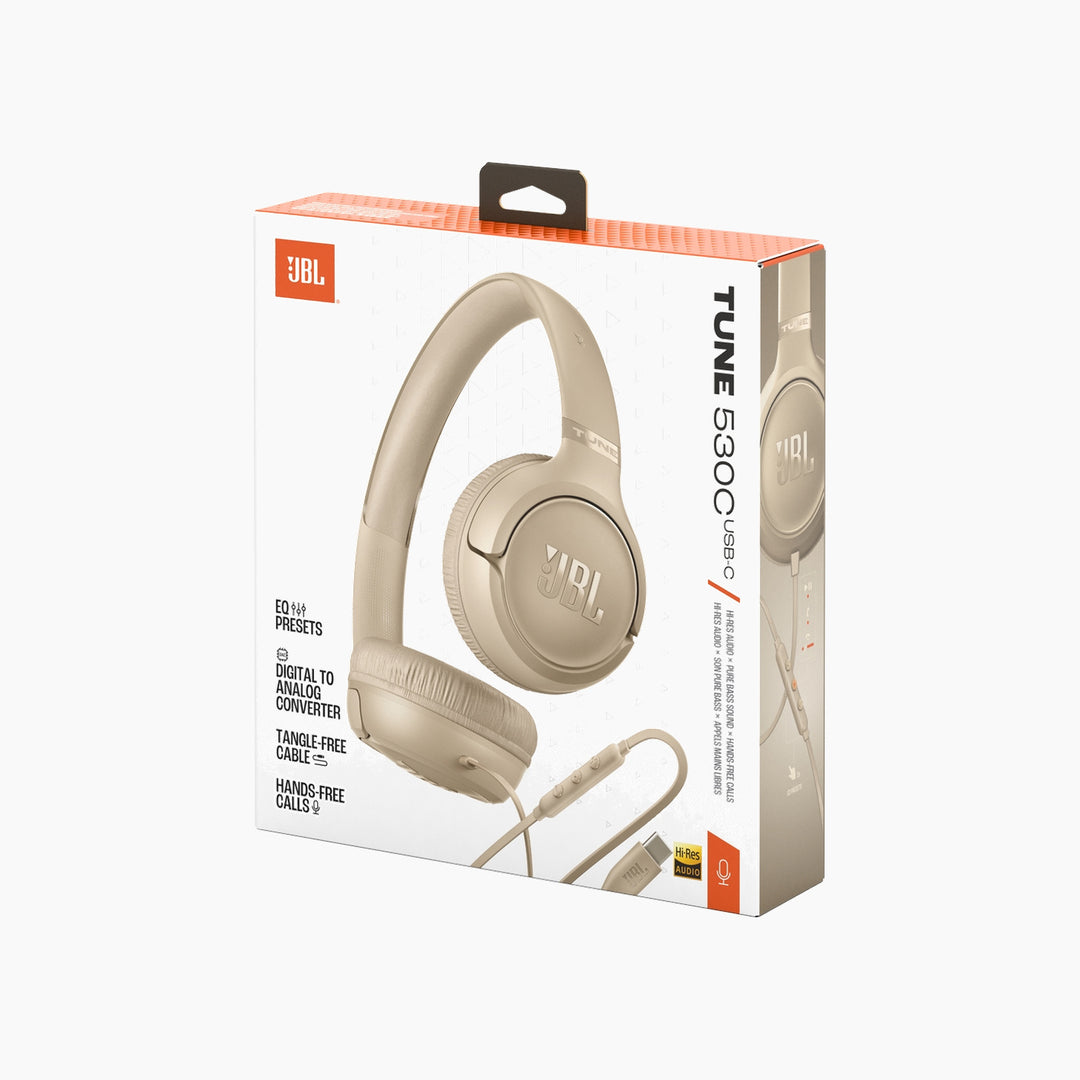 JBL Tune 530C Comfortable Wired Headphones, BEG