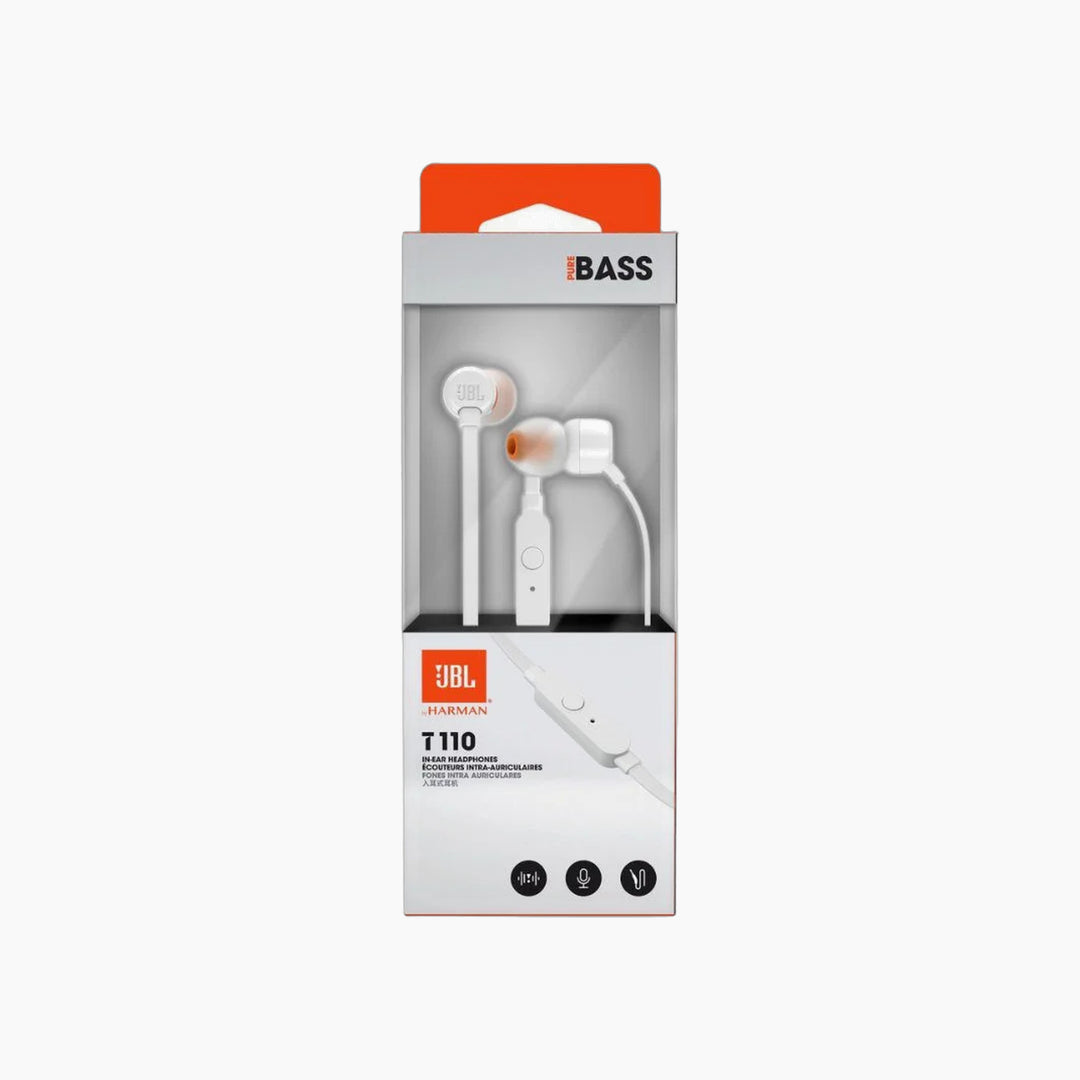 JBL Tune 110 Wired In Ear Headphones White
