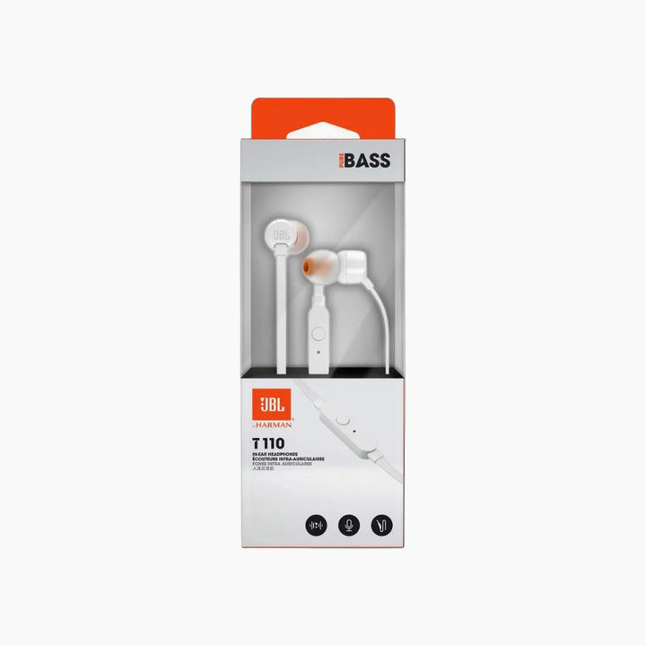 JBL Tune 110 Wired In Ear Headphones White