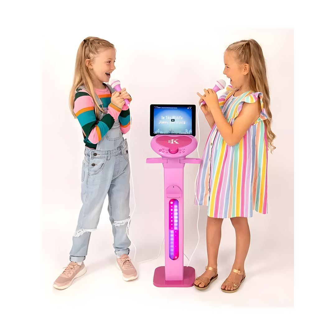 Jhs Bluetooth Kids Singalong Pedestal Karaoke Machine Pink