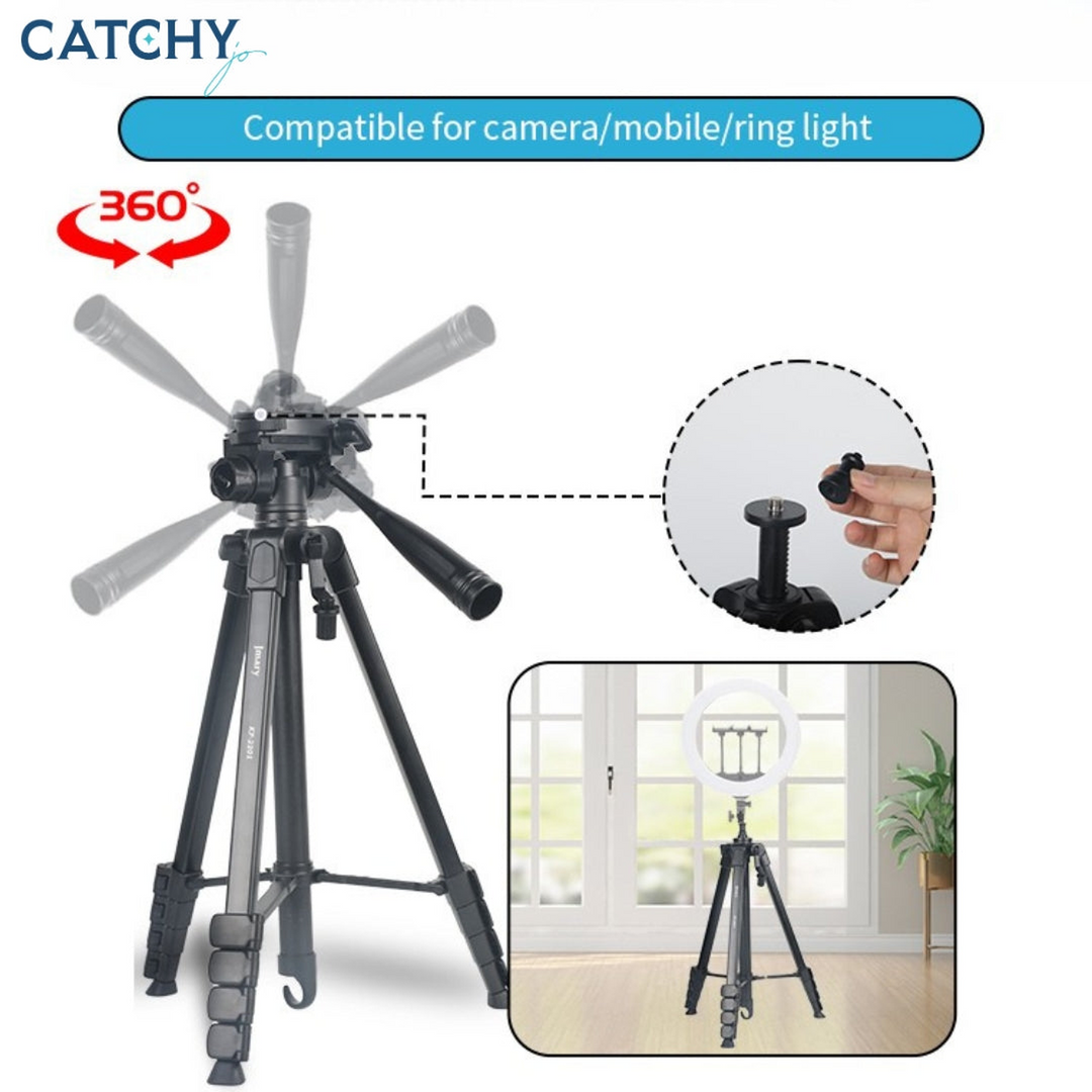 JMARY KP-2201 Tripod with Pan Head and Ring Light Head (1.7M)