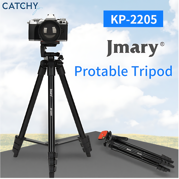 JMARY KP-2205 tripod with adjustable height and 3-way pan head