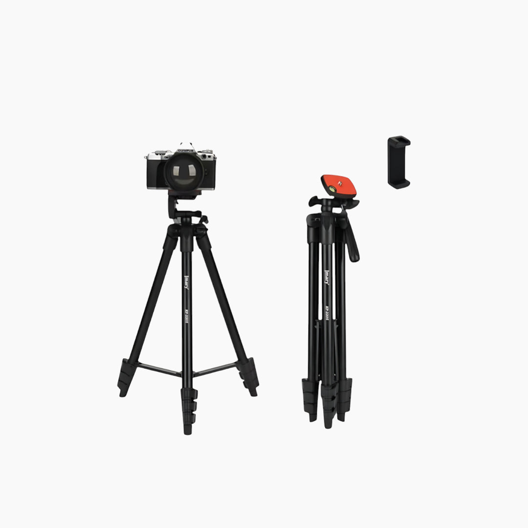 JMARY KP-2205 portable tripod with adjustable height and 3-way pan head