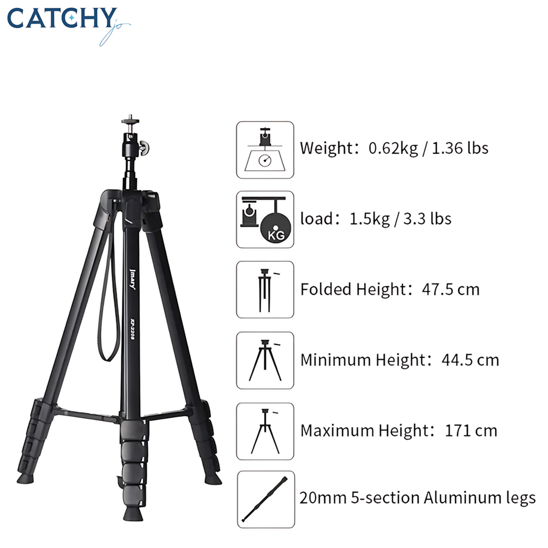 JMARY KP-2208 aluminum travel tripod with quick-release plate