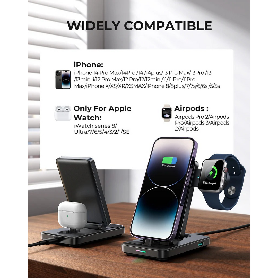 Joyroom 4 in 1 magnetic charging station for phone, earbuds, and smartwatch