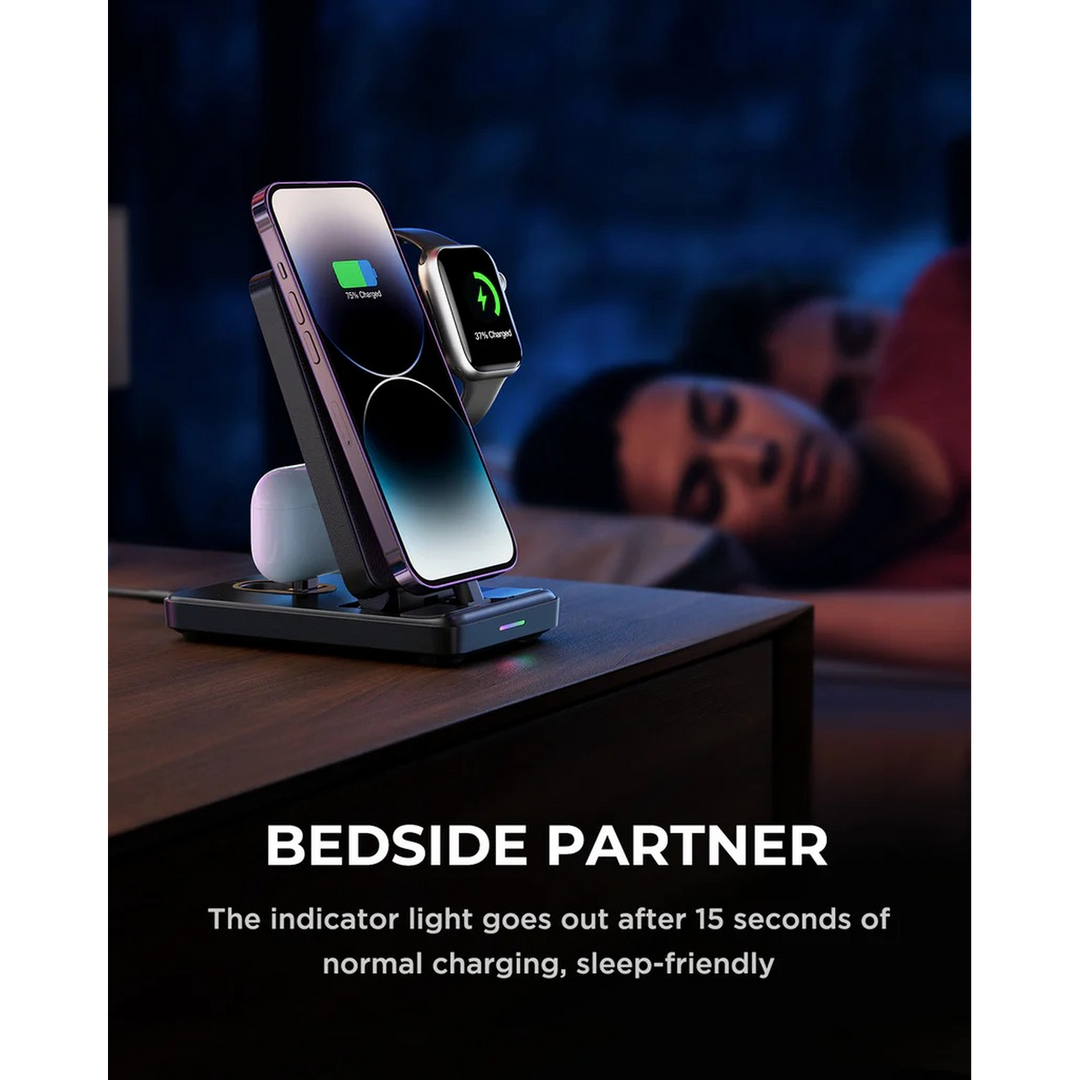 Joyroom 4 in 1 magnetic charging station for phone, earbuds, and smartwatch