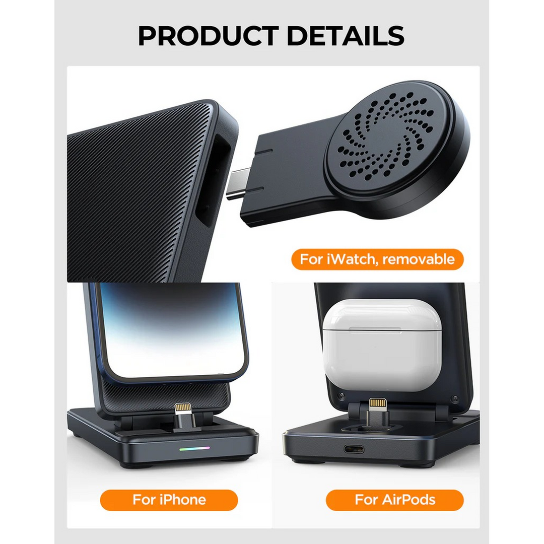 Joyroom 4 in 1 magnetic charging station for phone, earbuds, and smartwatch