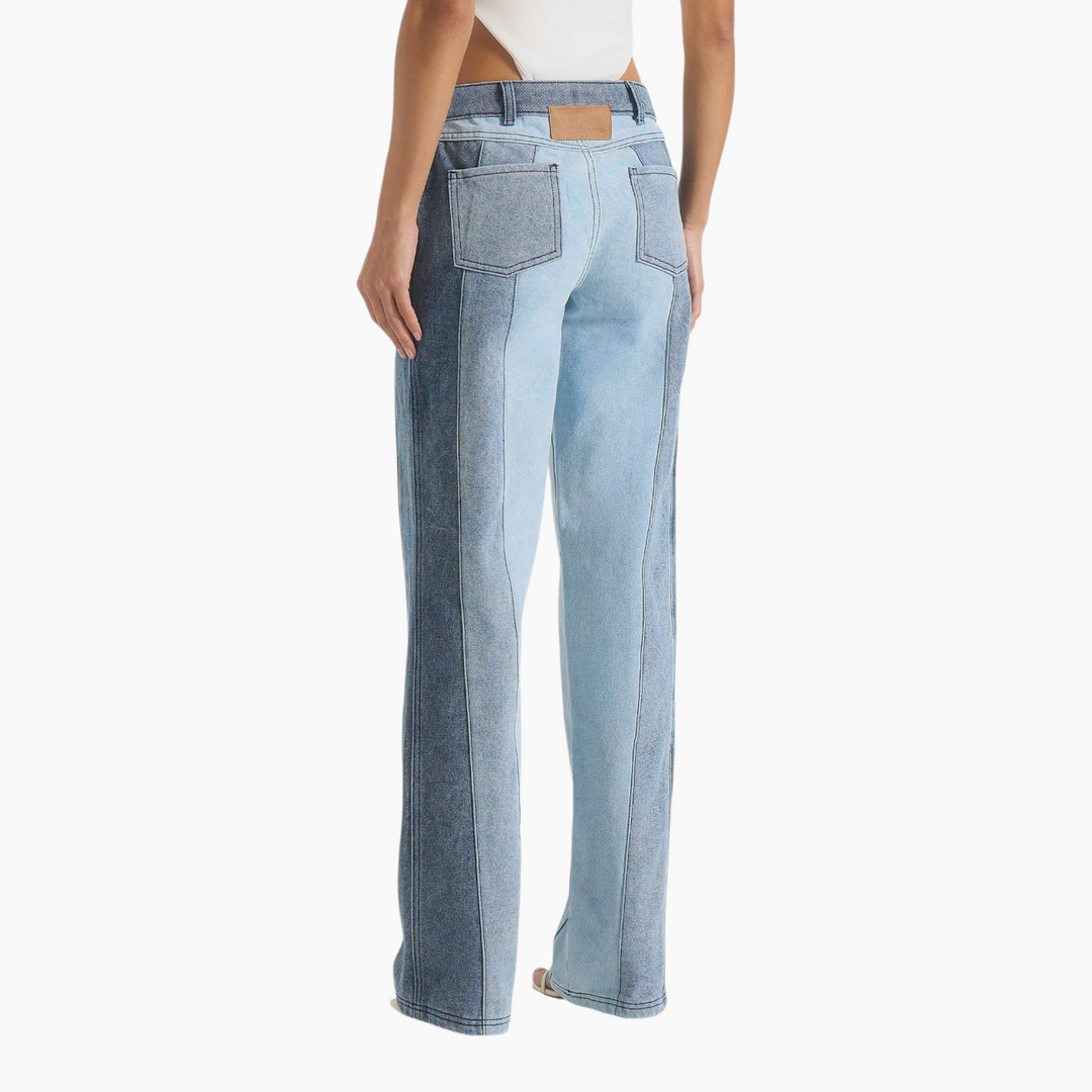 Manière De Voir Jacinda Colour Block Denim Jeans Mid Blue